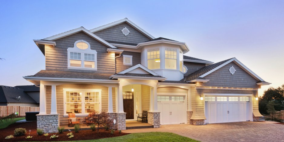 exterior of a large, two-story home