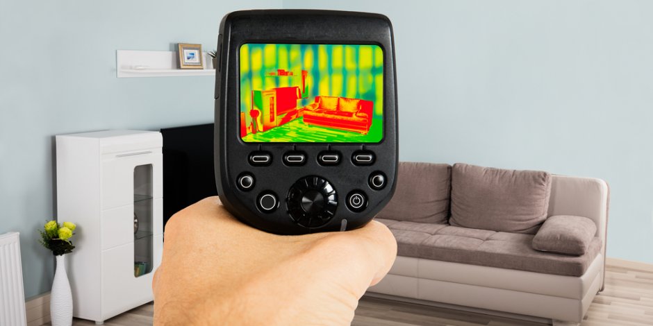 Close-up od an Infrared Thermal Camera In Living Room